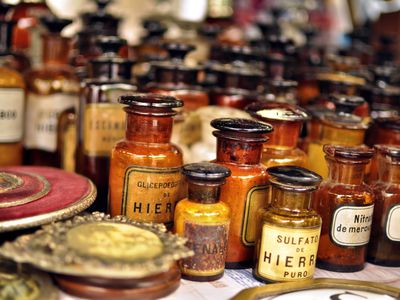 Antique pharmacy bottles