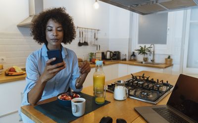 Woman having breakfast