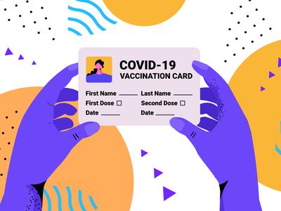 hands holding covid-19 vaccination record card global immunity passport risk free re-infection pcr certificate coronavirus immunity concept horizontal vector illustration