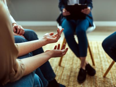 Person talking in support group