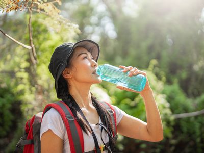 Refreshment after hiking in the woods