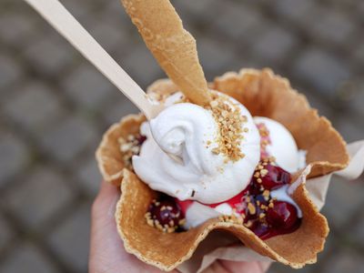 ice cream in a cone bowl