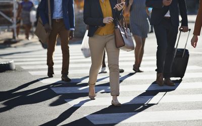 People walking in crosswalk