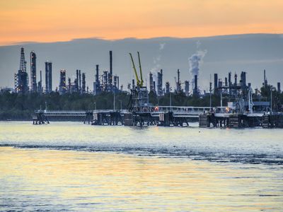 Oil refinery on Mississippi River near New Orleans, Louisiana