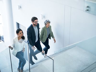 Employees take the stairs for health