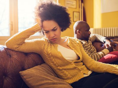 Angry woman on couch