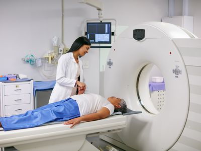 Woman getting ready for an MRI