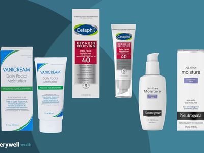 Moisturizers for rosacea we recommend on a blue background