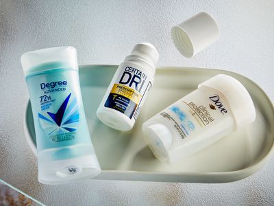 Best clinical strength deodorants and antiperspirants displayed on white tray