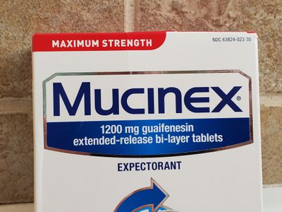 Close-up of Mucinex brand expectorant