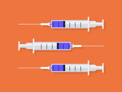 three syringes illustration on orange background