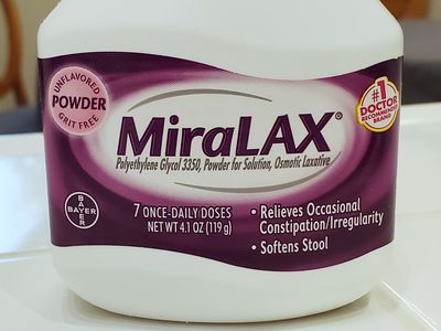 A bottle of MiraLAX powder