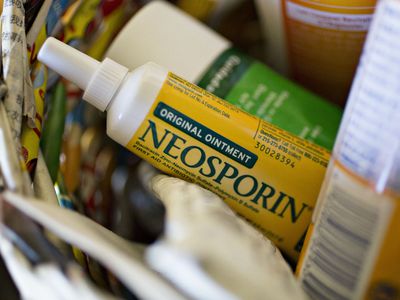 A tube of Johnson & Johnson Neosporin brand antibiotic ointment