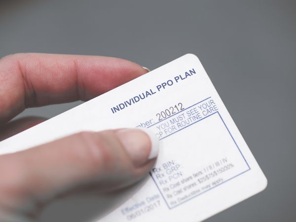 A US health insurance card (Individual PPO Plan)