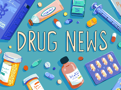 flat lay illustration of medications with 'drug news' text