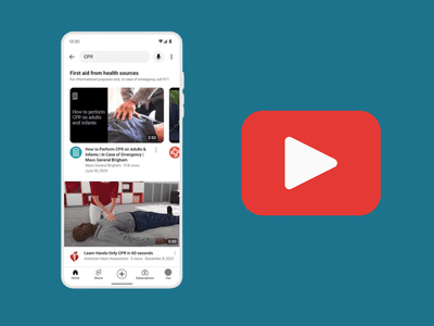 Image of YouTube CPR search on a mobile phone next to red YouTube play button